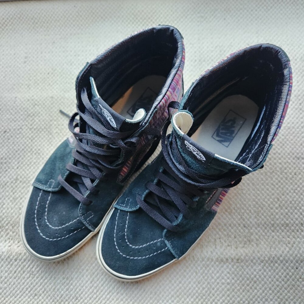 Vans Sk8-Hi Striped Mens 11 US High Top Skate Shoes Black Guate Weave T375 - Picture 9 of 12